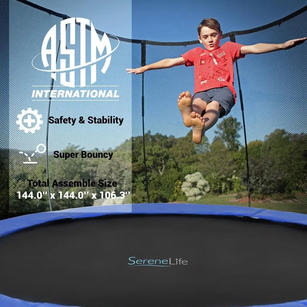 XMSJ ASTM Approved Trampoline for Balance Training – Strong and Stable Outdoor Trampoline with Safety Net for Kids and Adults