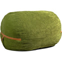 The Fuf XXL Foam Filled Bean Bag Chair in Moss Green (6 feet) features a rounded rectangular shape, a removable cover, and a brown accent strap on one side, shown against a white background.