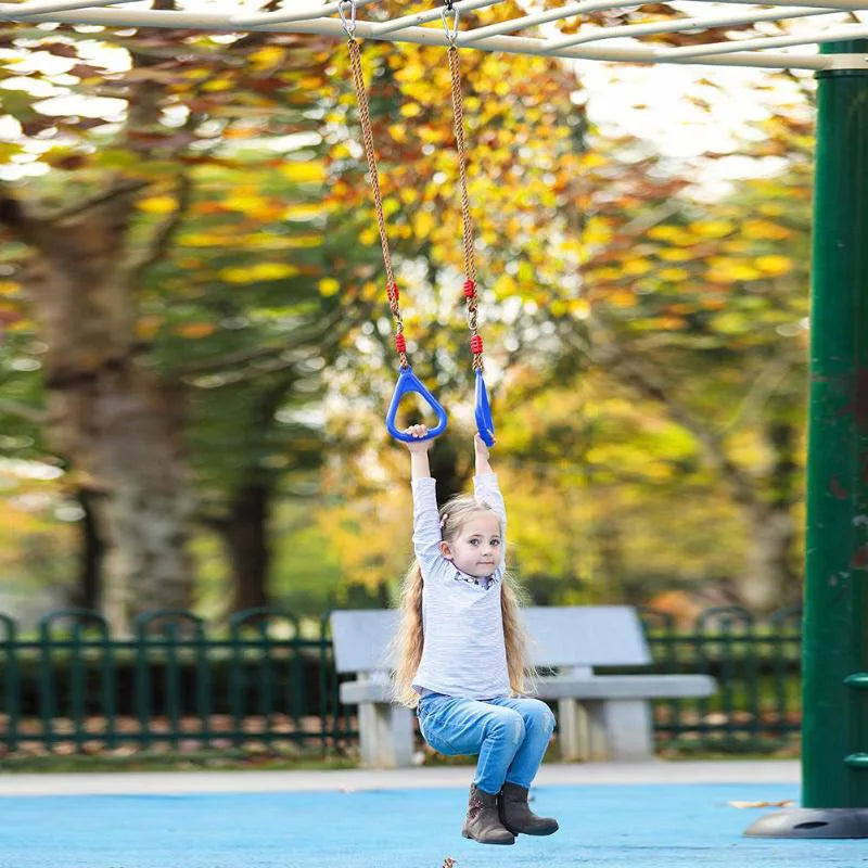 Kids Adjustable Gymnastic Rings for Indoor and Outdoor Play - Sensory Training Swing Set for Backyard Fun