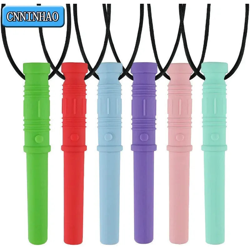 1Pcs Newborn Sensory Chew Necklace Chewy Kids Silicone Biting Teethers Toy Silicone Teether for Children With Autism Accessories - JoyfulJive