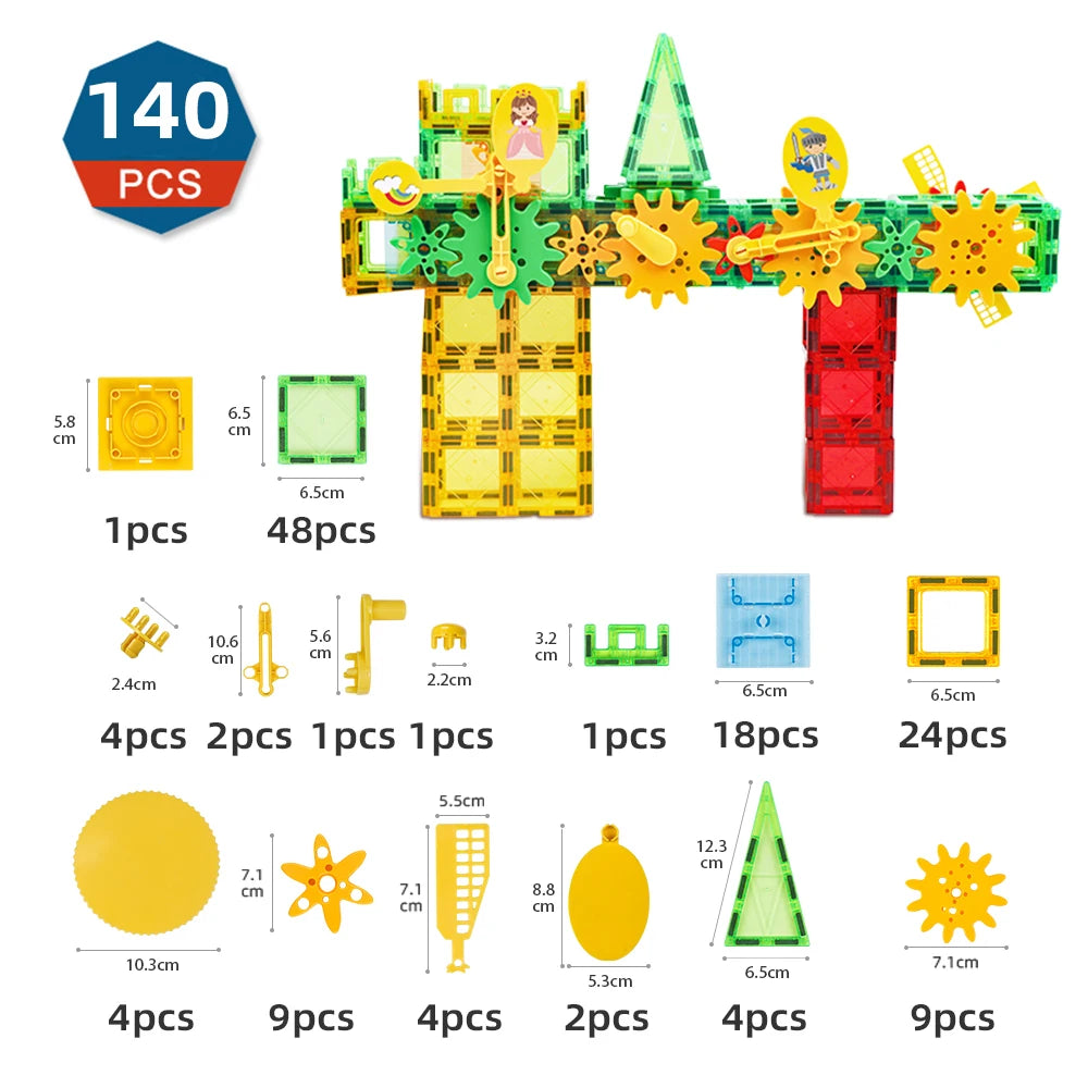 Romboss Creative Magnetic Gear Wheel Building Set - Educational Montessori Construction Toys for Kids