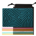 A green Silicone Montessori Sensory Activity Board Fidget Toy for Kids rests on a black pouch, with ten colorful tracing sticks—ideal for anxiety relief and mindfulness through hands-on learning.