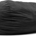 A Fuf XXL Foam Filled Bean Bag Chair in Black, 6 feet, with a soft, wrinkled fabric and removable cover, displayed against a plain white background.