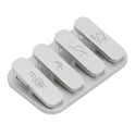 A silver alloy Fidget Clicker with 4 detachable piano key magnetic sliders. This metal fidget toy is ideal for ages 6-12, helping keep hands busy and organized while providing tactile fun—no cables or chemicals involved.