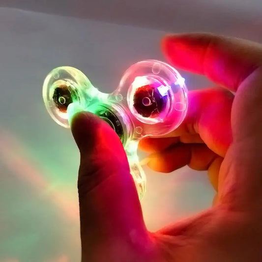 Crystal Finger Spinners Luminous LED Light Fidget Spinner Hand Top Glow In Dark Stress Relief Toys Kinetic Gyroscope For Childs