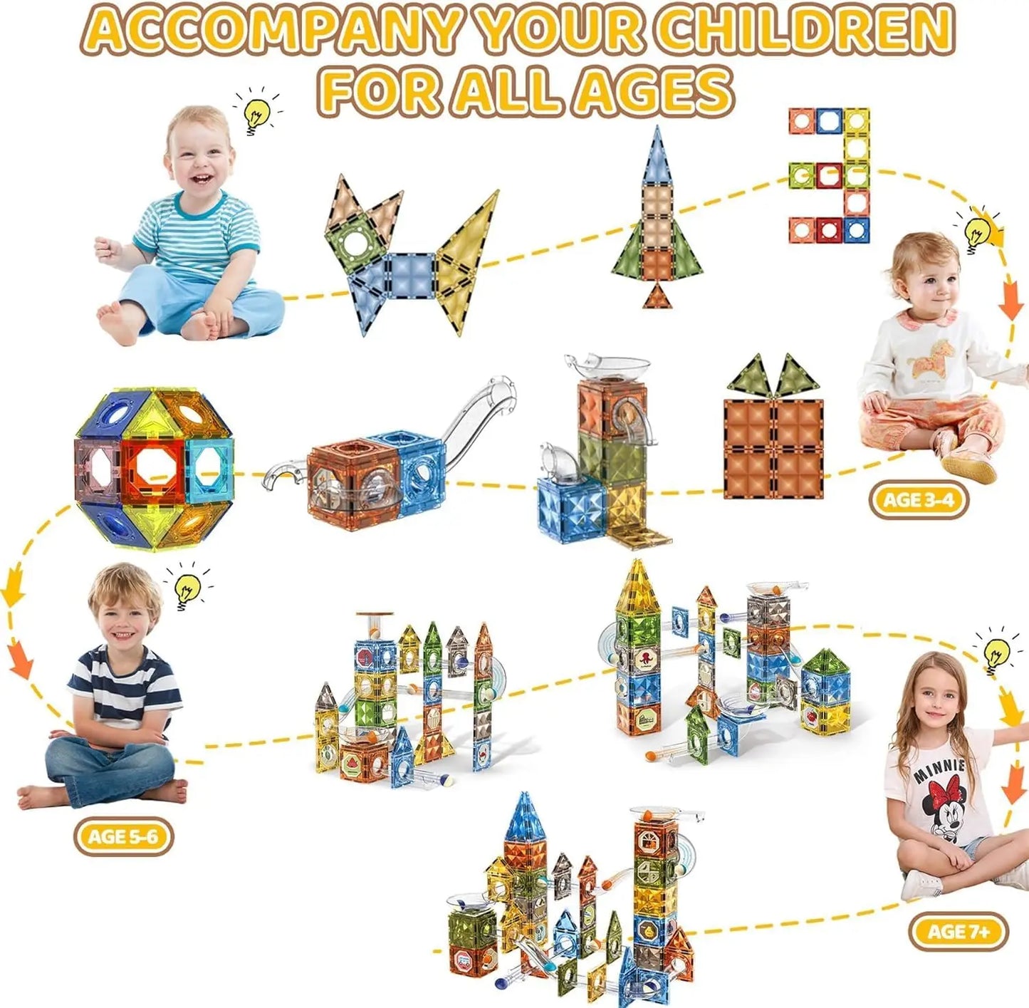 Magnetic Marble Run Building Blocks Set - Colorful STEM Toy for Creative Learning and Development