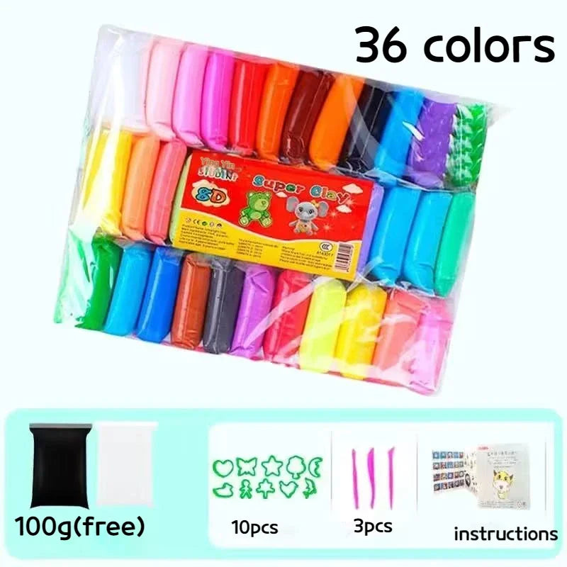 36 Colors Super Light Clay Children Fluffy Soft Plasticine Toy Modelling Diy Play Dough Tools Sets Toys for Kids