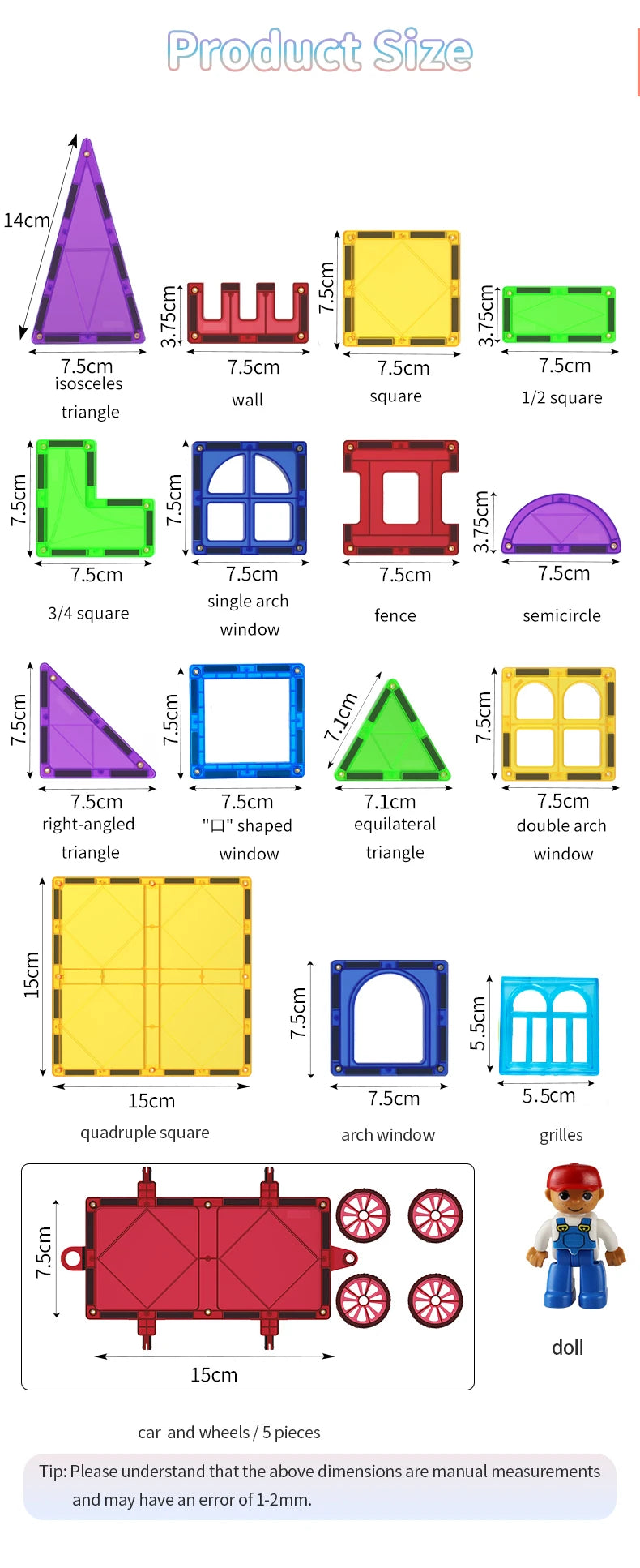 Magnetic Building Blocks with Cars - 3D Clear Educational Construction Set for Kids Ages 3-8