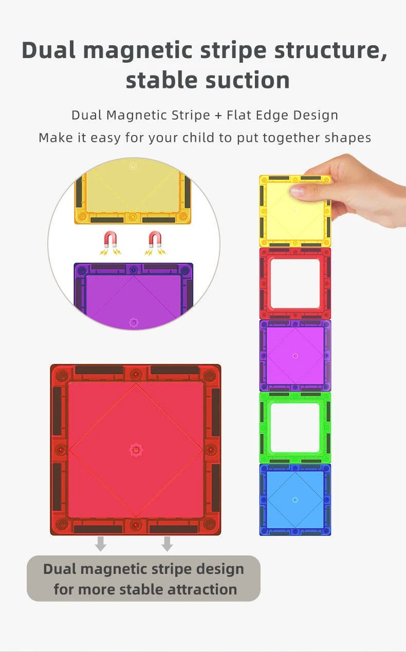 Romboss Magnetic Educational Architecture Puzzle - Colorful Building Blocks Toy for Creative Kids