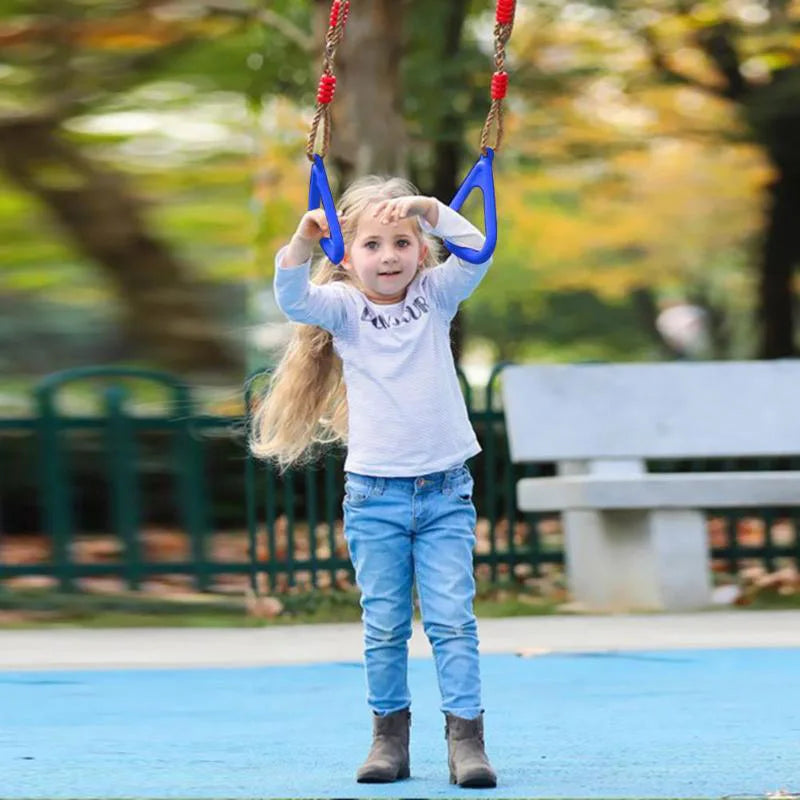 Kids Adjustable Gymnastic Rings for Indoor and Outdoor Play - Sensory Training Swing Set for Backyard Fun