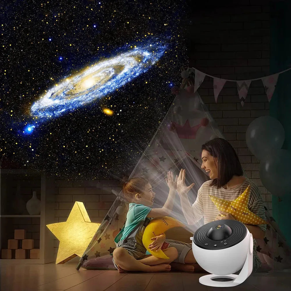 Rotating Starry Sky Projector Night Light with 12 HD Galaxy Discs for Bedroom and Home Decor