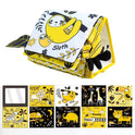 The Crinkle Cloth Book is a foldable baby book featuring animal illustrations, including a sloth, lion, and elephant. Designed for sensory exploration and visual stimulation with black, white, and yellow colors, it includes a mirror to captivate infants curiosity.