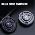 Two round Metal Fingertip Spinner EDC Stress Relief Toys for Autism sensory engagement and focus enhancement are placed on a dark surface near a keyboard, with Quick mode switching shown at the top for stress relief.