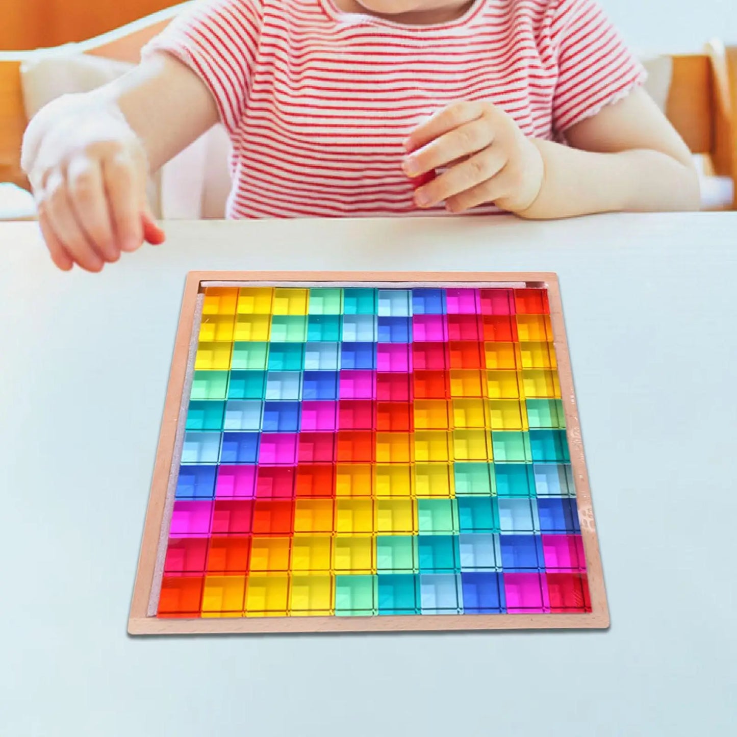 Colorful Rainbow Stacking Blocks Set - Sensory Play for Fine Motor Skills Development in Toddlers and Kids