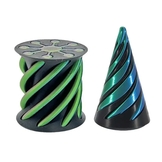 Enhance your office with The Impossible Cone Sensory Fidget Toy—an eye-catching 3D-printed pyramid passthrough sculpture for your desktop, featuring glossy finishes and stress relief design.