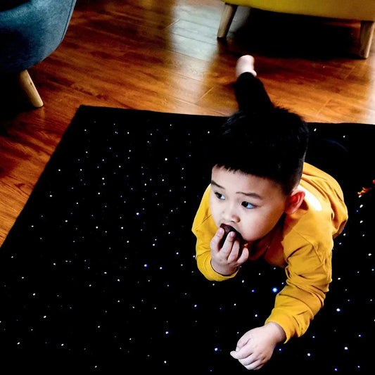 Sensory Fiber Optic Light Mat for Kids - Tactile Educational Rug for Autism Training and Play in Sensory Rooms