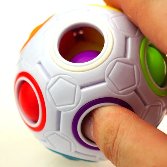 Rainbow Football Antistress Puzzle Cube - Fidget Toy for Stress Relief and Learning