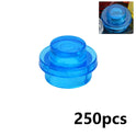 The MOC Transparent Bulk Brick Set includes 250pcs of clear blue 1x1, 1x2, 1x4, and 2x4 building blocks compatible with Lego—ideal for expanding your brick collection or constructing wall panels and house parts.