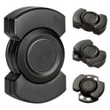 Four Stainless Steel 3 in 1 Fidget Spinner and Slider Combos with Click Button are arranged on a white background: the largest is on the left, and three smaller designs with varied holes are displayed vertically on the right.
