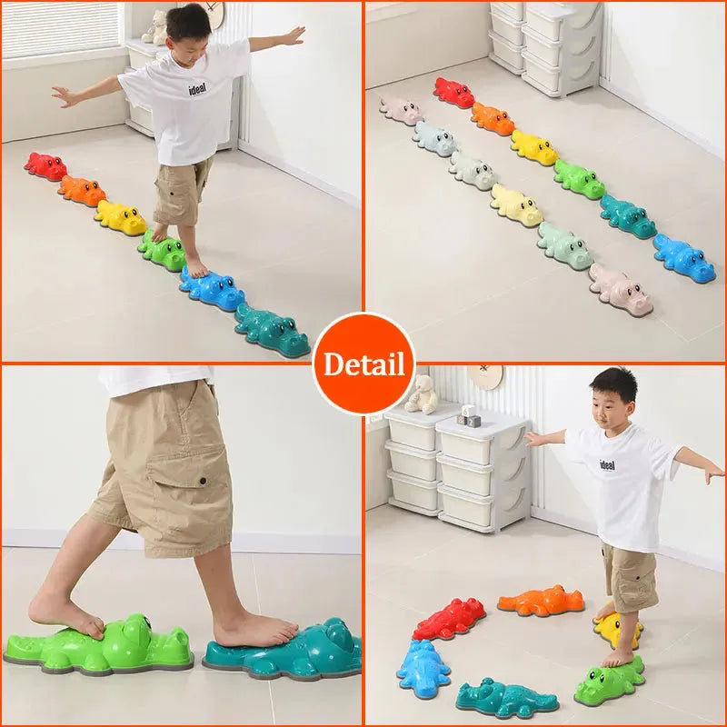 Kids' Crocodile Balance Stones - Montessori Sensory Play Equipment for Outdoor Activities and Social Interaction