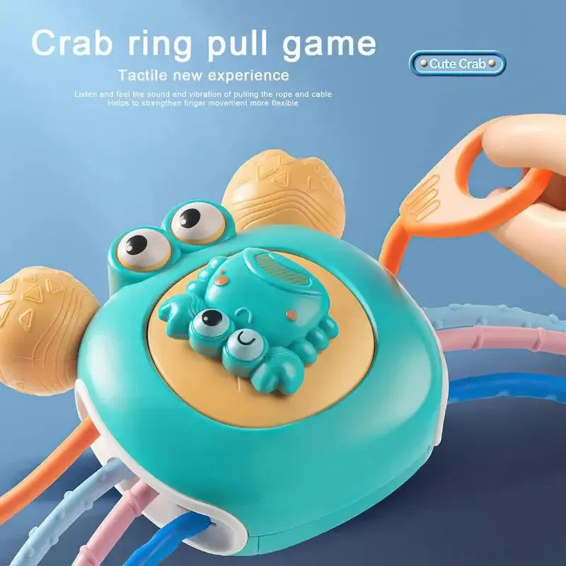 Interactive Sensory Crab Toy – Push Pull, Bell Ring, & Teething Fun for Babies - JoyfulJive