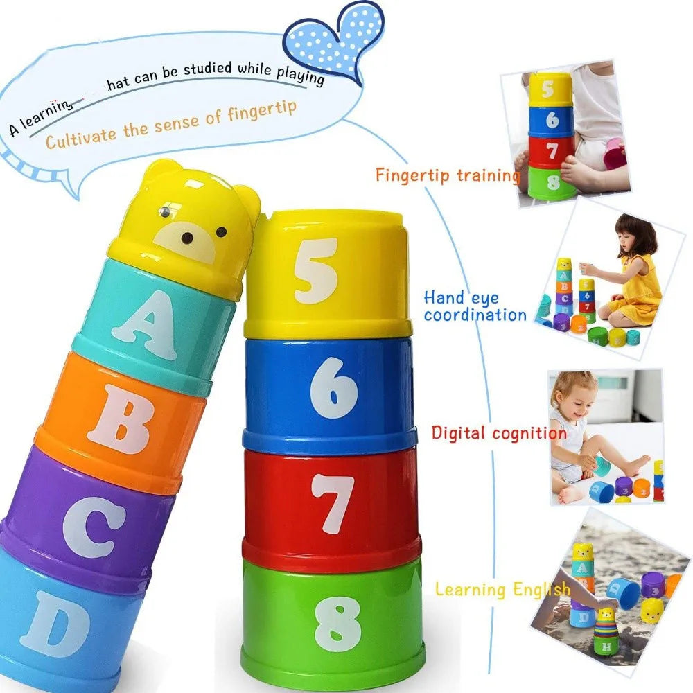 Baby Bathroom Hourglass Stacking Cup Montessori Educational Intelligence Gift Toys Stacking Ring Tower Infant Bath Play for Kids