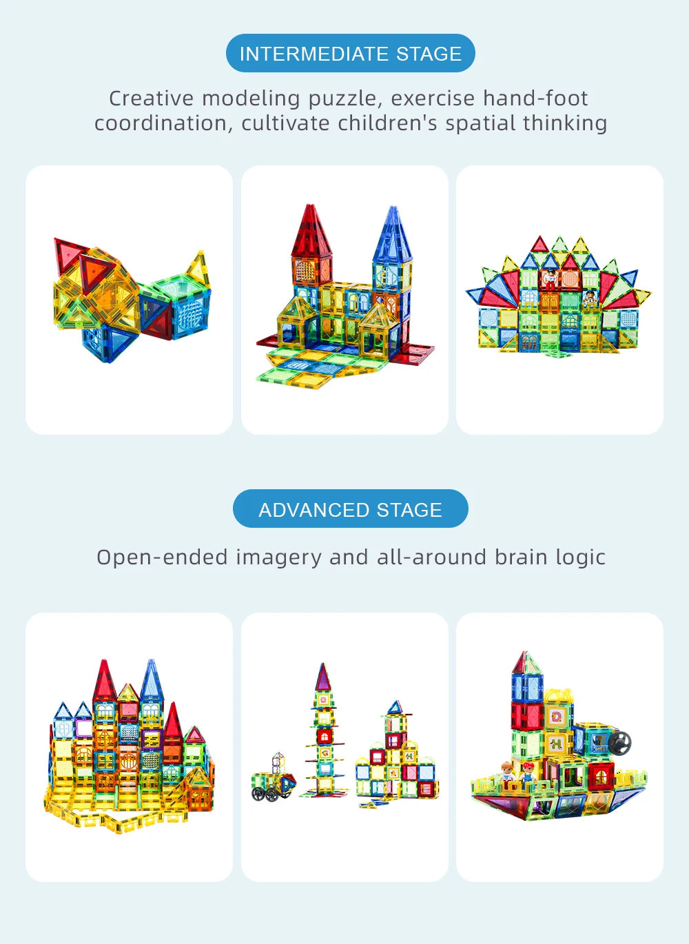 Romboss Magnetic Educational Architecture Puzzle - Colorful Building Blocks Toy for Creative Kids