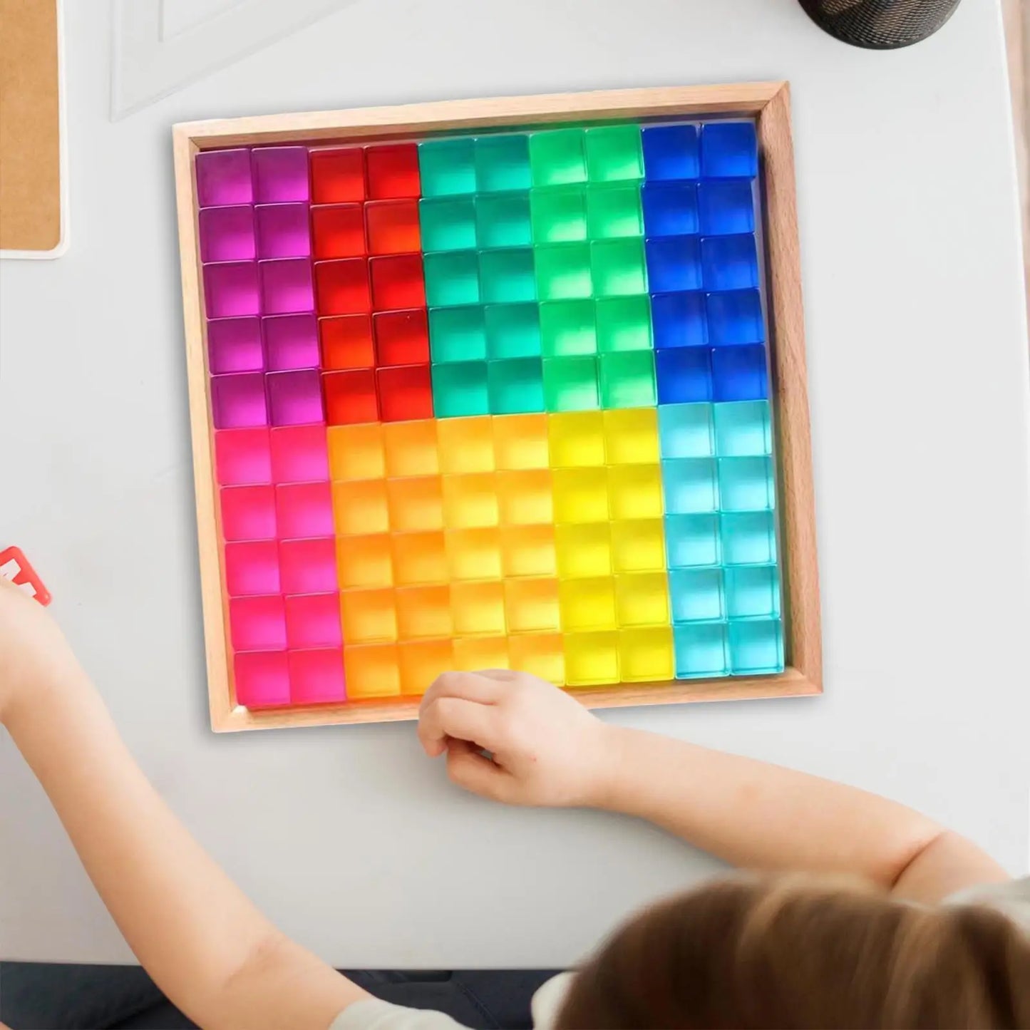 Colorful Rainbow Stacking Blocks Set - Sensory Play Resin Cubes for Kids' Fine Motor Skills Development