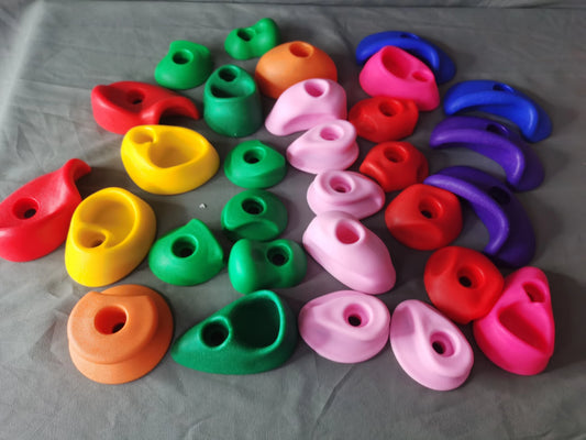 30-Piece Set of Colorful Rock Climbing Holds for Kids - Indoor/Outdoor Playground Grip Kit for Skill Development