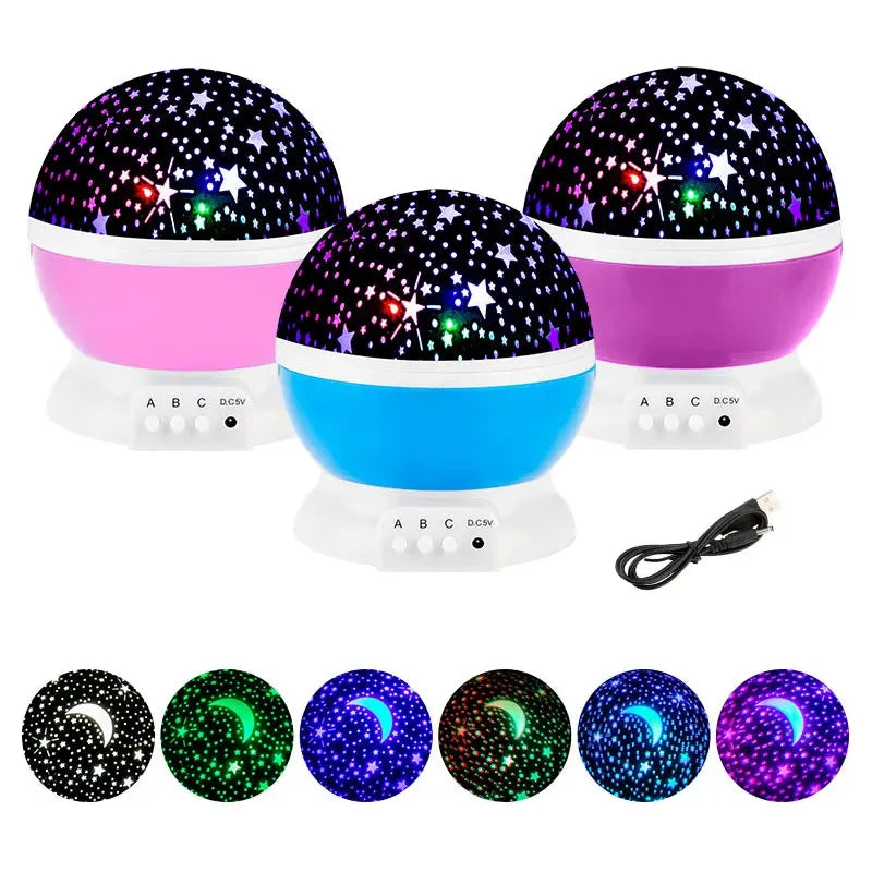 Starry Sky LED Galaxy Projector Night Light - Rotating Planetarium Lamp for Kids' Bedrooms and Gifts