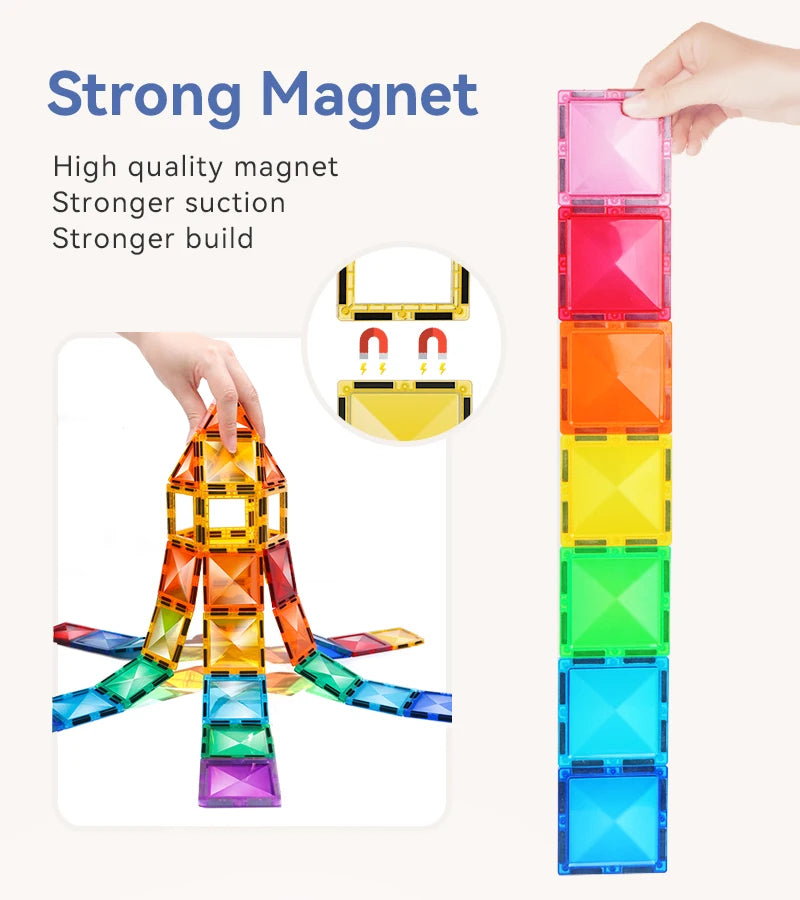 Montessori Magnetic Building Blocks Set - Creative DIY Construction Tiles for Kids' Learning & Play