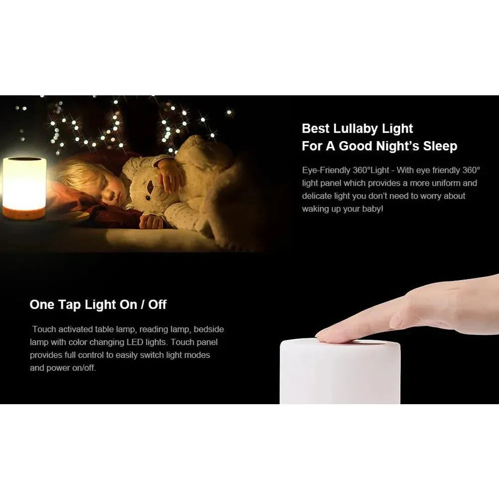 Portable Touch-Sensitive LED Night Light with Rechargeable Battery - RGB and Warm White Options for Kids' Rooms and Gifts