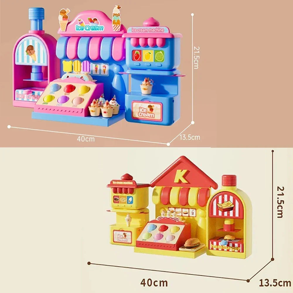 Kids Plasticine Machine Toys DIY Colored Clay Ice Cream Pretend Play Game Simulation Make Hamburger Creative Toy Slime Kit Gifts