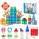 Explore interactive learning with the Montessori Magnetic Building Blocks Set. This 106-piece MAGPLAYER box includes colorful, assorted tiles for creative DIY construction. Perfect for young builders to form structures like castles and houses, ensuring endless educational play with diverse shapes.