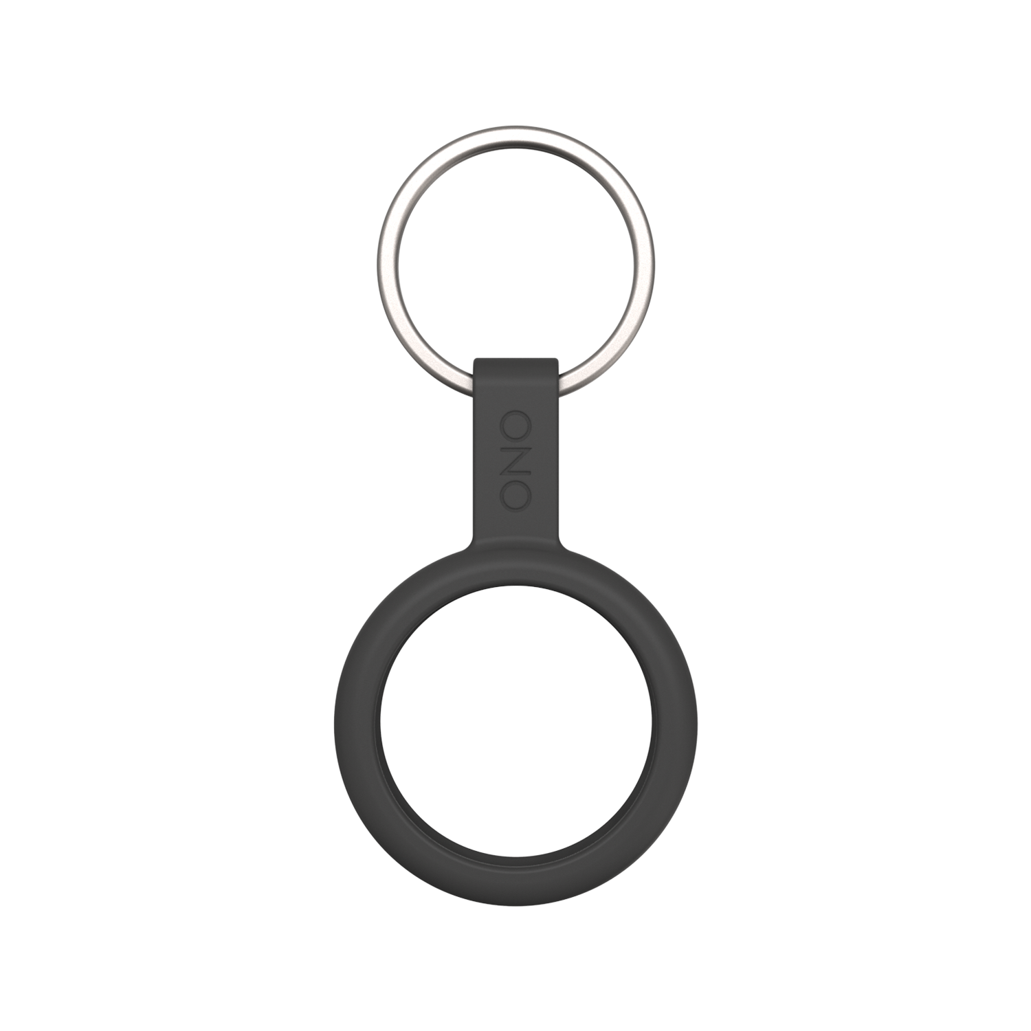 The ONO Scroller Keychain is a black silicone holder with a central circular opening and metal keychain attachment. Featuring ONO printed vertically, its a stylish accessory for your ONO Scroller or other essentials.