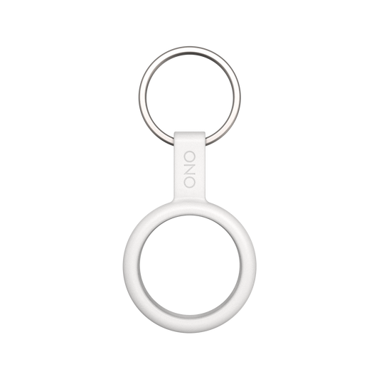 The ONO Scroller Keychain is a white, circular silicone holder with a metal keyring, a central round opening, and ONO printed vertically—perfect for attaching your ONO Scroller to your keys.