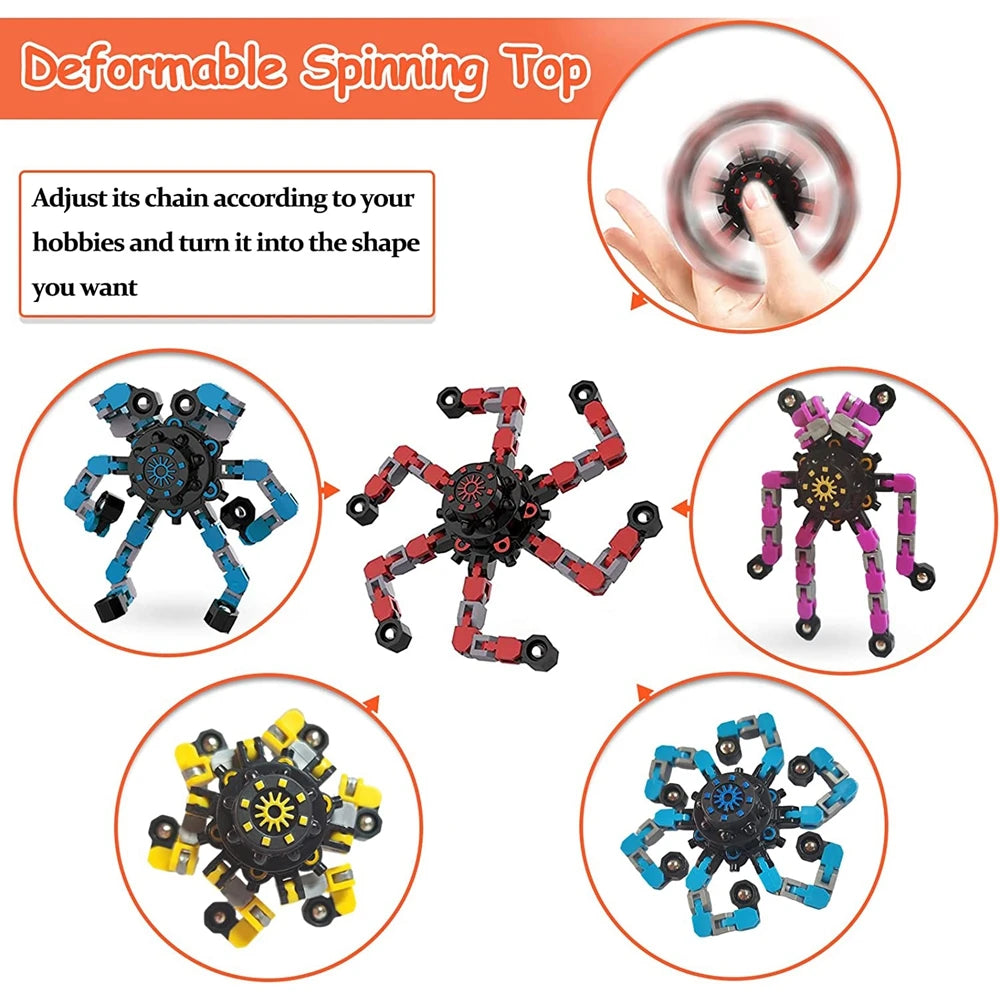 12/16PCS Creative Sensory Fidget Toys - Deformable Chain Robot Spinners for Stress Relief and Fun