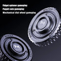 Two circular Metal Fingertip Spinner EDC Stress Relief Toys for Autism Sensory Engagement and Focus Enhancement, labeled SNIPER and SPACEM, are shown. Features: fidget spinner, poppit coin gameplay, mechanical dial wheel for stress relief.