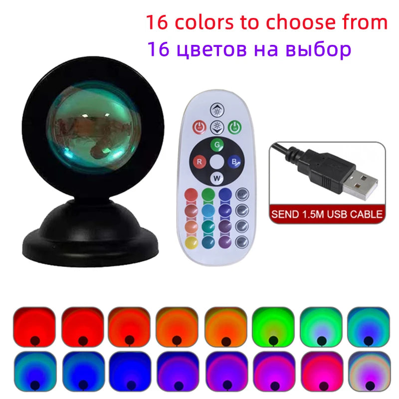 Enchanting RGB Sunset Projection Table Lamp - Mood Enhancing Atmosphere Light for Home Decor and Gifts