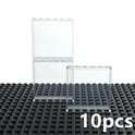 Two transparent white 1x6 MOC bulk bricks stand upright on a black baseplate. Perfect for creative builds, these wall panel parts are Lego compatible. The image includes 10pcs text in the lower right corner.