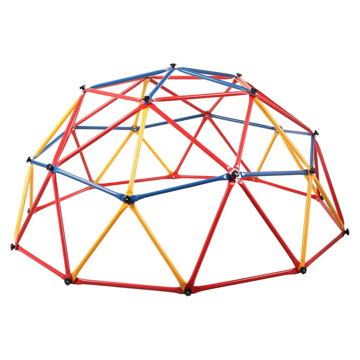 The Kids Outdoor Climbing Dome is a vibrant geodesic structure featuring red, blue, and yellow metal bars. Originating from Mainland China, it offers durable, precise craftsmanship for endless outdoor fun and happiness for children as a versatile play center with monkey bars.