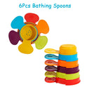 Baby Bath Toys, Stacking Boat & Spoons Toys, Early Education Intelligence Gift, Rainbow Color Stacked Cup Folding Tower Baby Toy