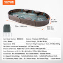 The SucceBuy Sandbox w/ Cover is an oval plastic sand pit with four corner seats and a bottom liner for kids, shown on a white background with dimensions, weight, materials, included accessories, and optional wood assembly set listed.