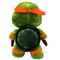 25cm Ninja Turtles Plush Doll featuring a green turtle with dark shell and orange details, shown from the back holding two brown nunchucks—a perfect gift for TMNT fans and kids’ birthdays.