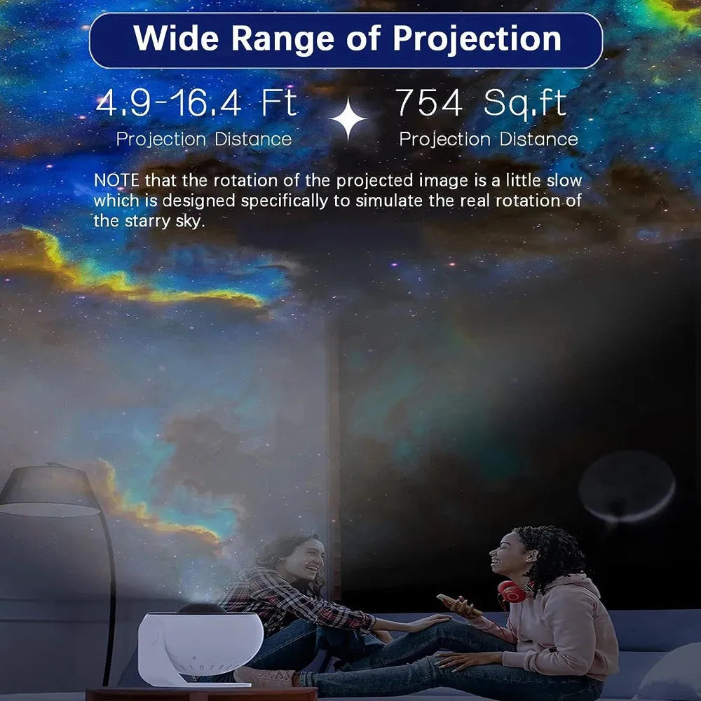 Rotating Starry Sky Projector Night Light with 12 HD Galaxy Discs for Bedroom and Home Decor