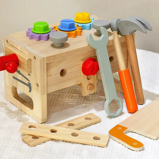 Montessori Wooden Tool Set for Fine Motor Skills Development - Disassembly and Assembly Toy for Babies and Toddlers