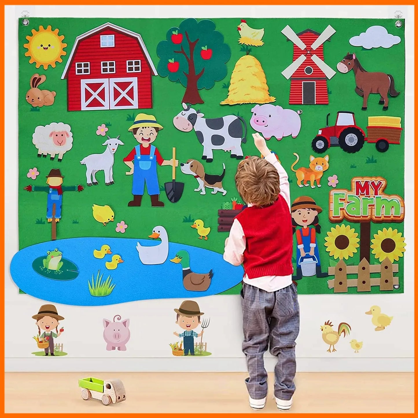 Interactive Farm Animal Storytelling Felt Board Set for Toddlers and Preschoolers - Fun Early Learning Activity