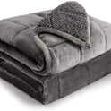 Queen Size 15 lbs Flannel Shaggy Sherpa Weighted Blanket for Adults - Plush Comfort for Calming Sleep