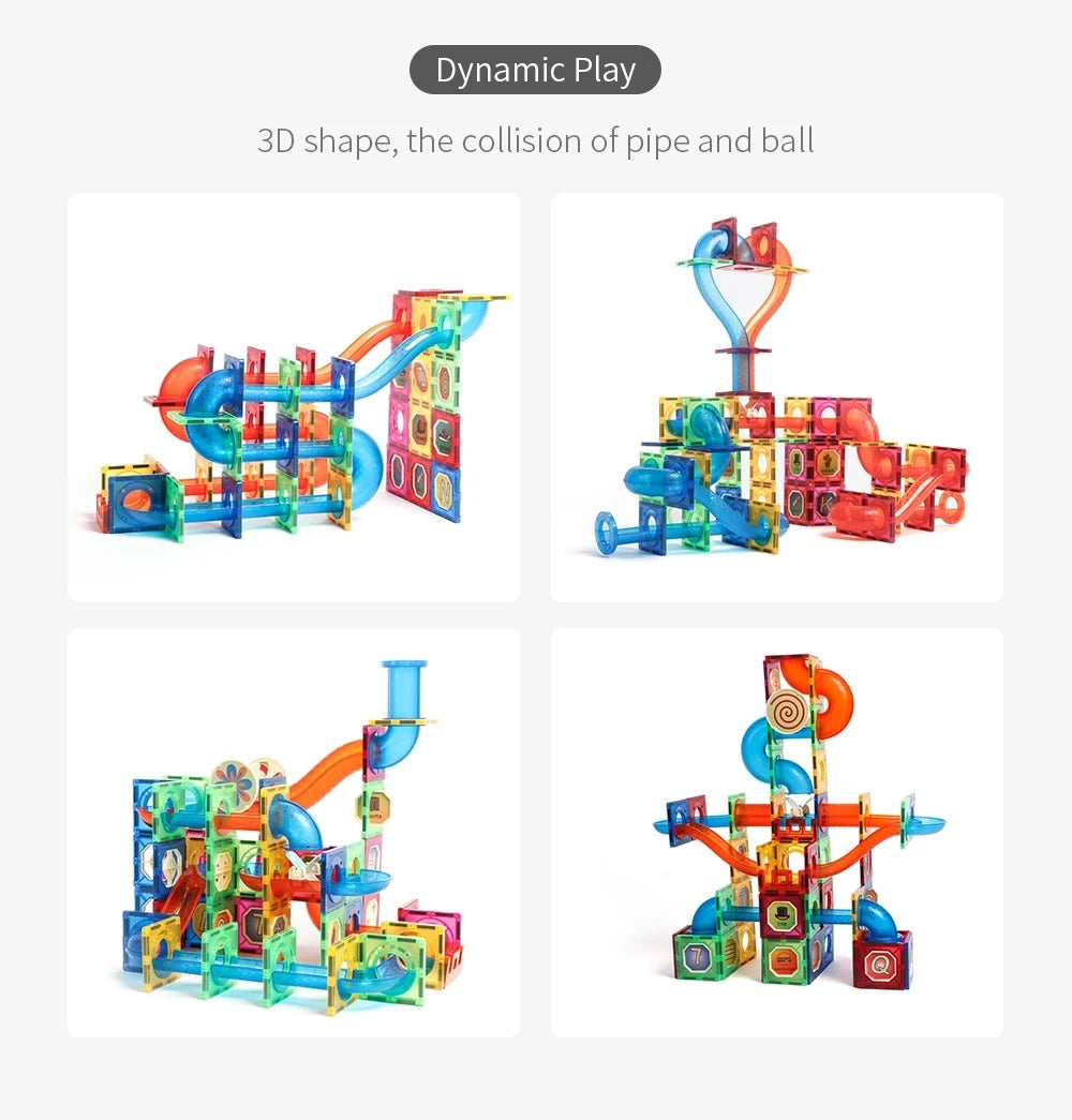 Romboss 171PCS Magnetic Building Blocks and Marble Run Adventure Set for Kids