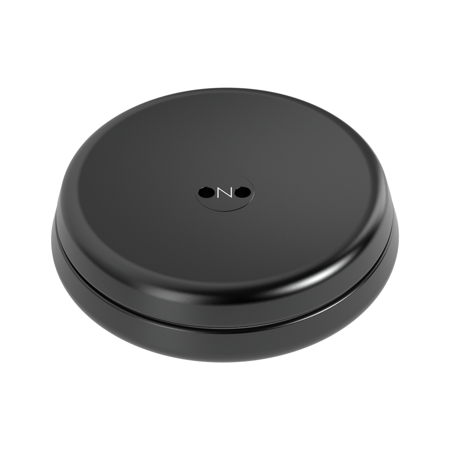 The ONO Slider Aluminum in Midnight is a smooth, round, black disk with two small holes and an embossed “ON” logo at the center—ideal as a calming fidget toy or a magnetized addition to your ONO Slider collection.